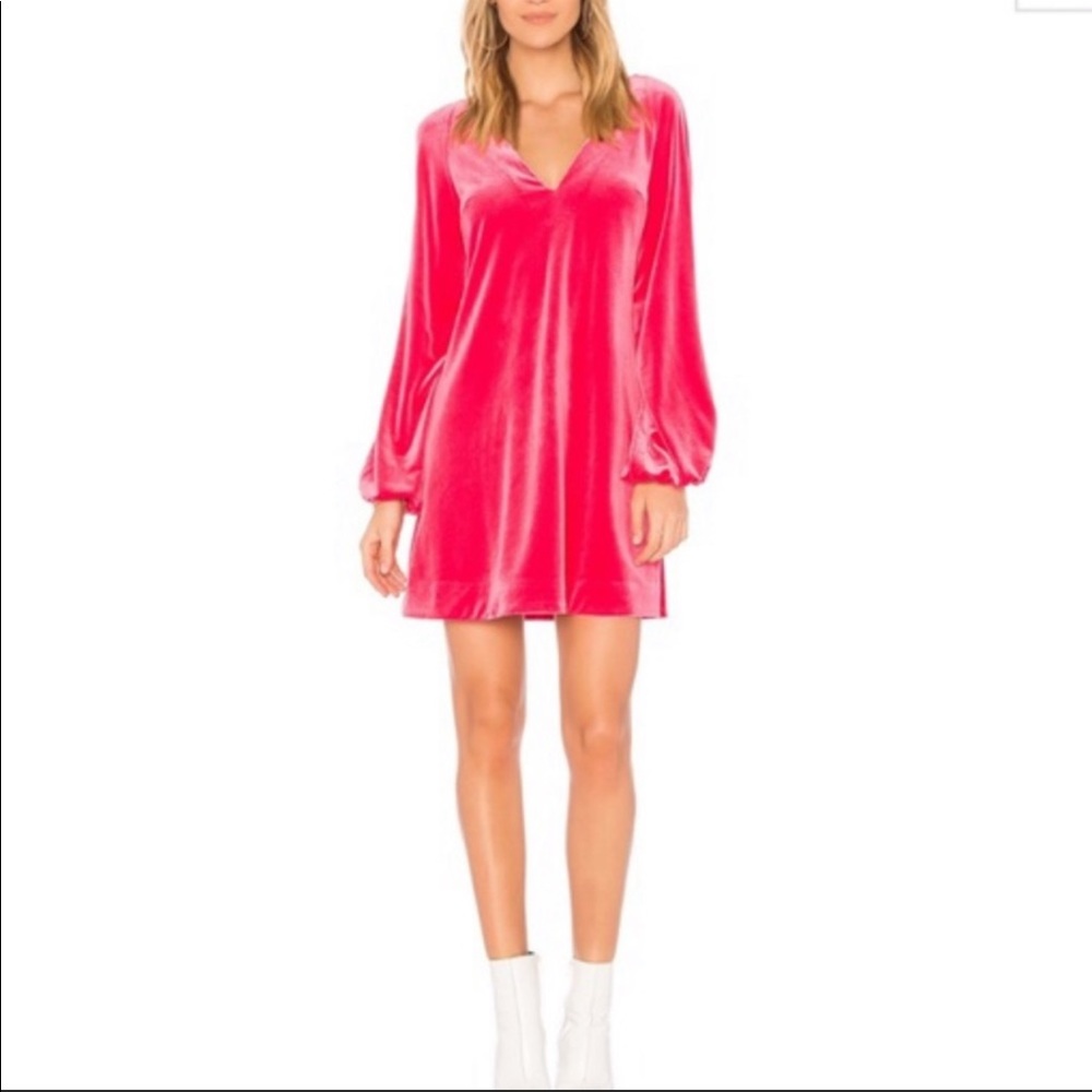 Free People Bright Pink Velvet Dress